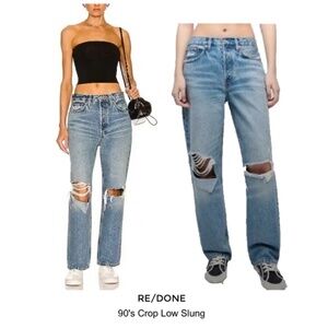 RE/DONE90s Crop Low Slung distressed with fold over peek-a boo size 27